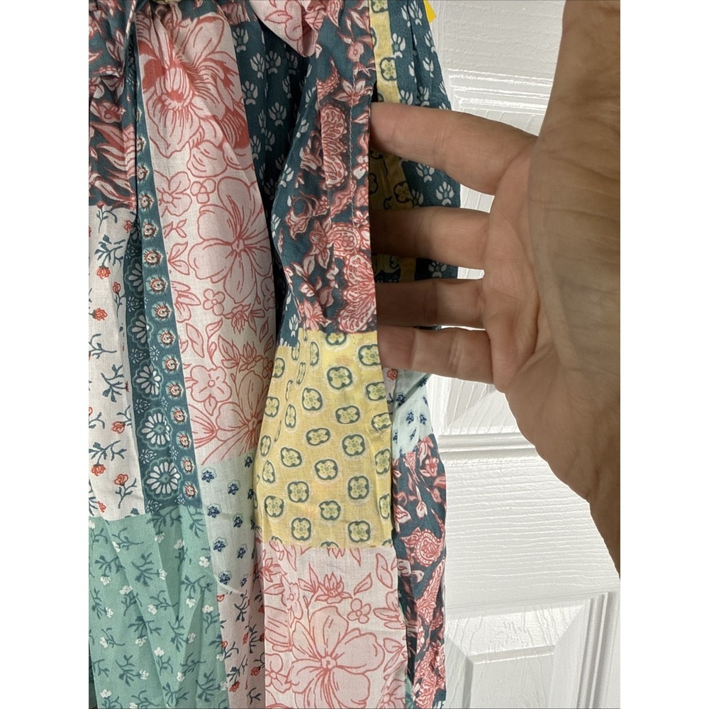 Simply Southern Ophelia Green Floral Cotton Tiered Maxi Skirt Pockets L BOHO NWT - Picture 8 of 10